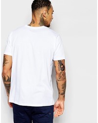 T-shirt à col rond imprimé blanc et bleu marine Diesel