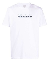 T-shirt à col rond imprimé blanc et bleu marine Woolrich