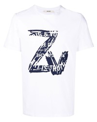 T-shirt à col rond imprimé blanc et bleu marine Zadig & Voltaire