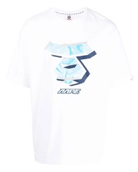 T-shirt à col rond imprimé blanc et bleu AAPE BY A BATHING APE