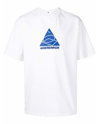 T-shirt à col rond imprimé blanc et bleu Ader Error