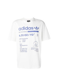 T-shirt à col rond imprimé blanc et bleu adidas