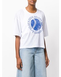 T-shirt à col rond imprimé blanc et bleu Golden Goose Deluxe Brand