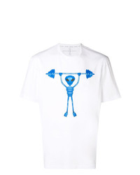 T-shirt à col rond imprimé blanc et bleu Blackbarrett