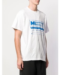 T-shirt à col rond imprimé blanc et bleu Martine Rose