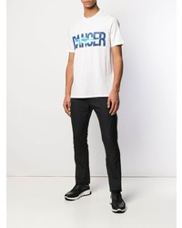 T-shirt à col rond imprimé blanc et bleu Neil Barrett