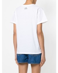 T-shirt à col rond imprimé blanc et bleu Être Cécile