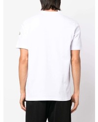 T-shirt à col rond imprimé blanc et bleu Moncler