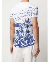 T-shirt à col rond imprimé blanc et bleu Orlebar Brown
