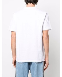 T-shirt à col rond imprimé blanc et bleu Diesel