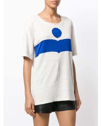 T-shirt à col rond imprimé blanc et bleu Isabel Marant Etoile