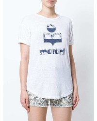 T-shirt à col rond imprimé blanc et bleu Isabel Marant Etoile