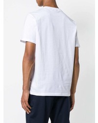T-shirt à col rond imprimé blanc et bleu Calvin Klein