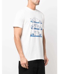 T-shirt à col rond imprimé blanc et bleu Automobili Lamborghini