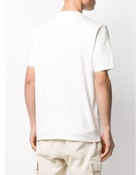 T-shirt à col rond imprimé blanc et bleu C.P. Company