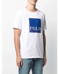 T-shirt à col rond imprimé blanc et bleu Polo Ralph Lauren