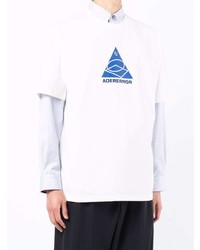 T-shirt à col rond imprimé blanc et bleu Ader Error