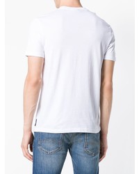 T-shirt à col rond imprimé blanc et bleu Emporio Armani