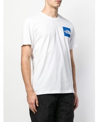 T-shirt à col rond imprimé blanc et bleu The North Face