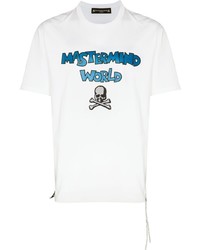 T-shirt à col rond imprimé blanc et bleu Mastermind Japan
