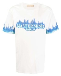 T-shirt à col rond imprimé blanc et bleu Mastermind World