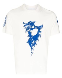 T-shirt à col rond imprimé blanc et bleu Maximilian
