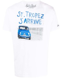 T-shirt à col rond imprimé blanc et bleu MC2 Saint Barth