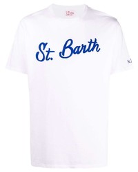 T-shirt à col rond imprimé blanc et bleu MC2 Saint Barth