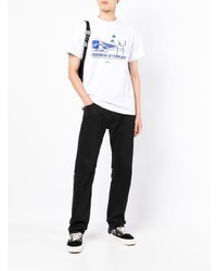T-shirt à col rond imprimé blanc et bleu New Era Cap