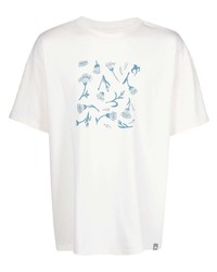 T-shirt à col rond imprimé blanc et bleu Nike