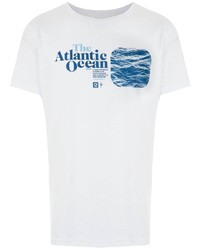 T-shirt à col rond imprimé blanc et bleu OSKLEN
