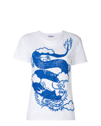 T-shirt à col rond imprimé blanc et bleu P.A.R.O.S.H.