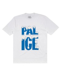 T-shirt à col rond imprimé blanc et bleu Palace