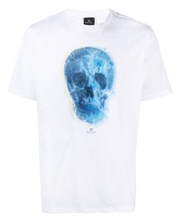 T-shirt à col rond imprimé blanc et bleu Paul Smith