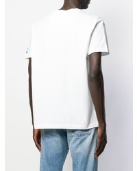 T-shirt à col rond imprimé blanc et bleu Benetton