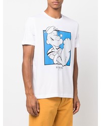 T-shirt à col rond imprimé blanc et bleu Iceberg