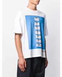 T-shirt à col rond imprimé blanc et bleu VERSACE JEANS COUTURE