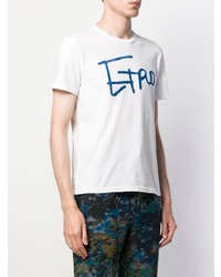 T-shirt à col rond imprimé blanc et bleu Etro