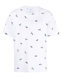 T-shirt à col rond imprimé blanc et bleu Puma