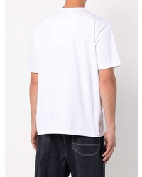 T-shirt à col rond imprimé blanc et bleu Junya Watanabe MAN