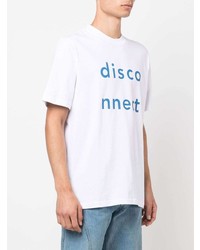 T-shirt à col rond imprimé blanc et bleu Wood Wood