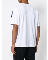 T-shirt à col rond imprimé blanc et bleu Maison Margiela