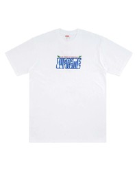 T-shirt à col rond imprimé blanc et bleu Supreme