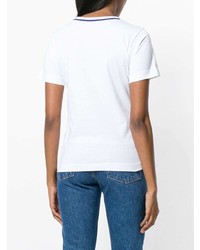 T-shirt à col rond imprimé blanc et bleu Philosophy di Lorenzo Serafini