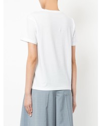 T-shirt à col rond imprimé blanc et bleu Jil Sander Navy