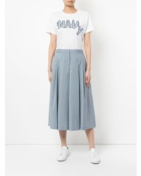 T-shirt à col rond imprimé blanc et bleu Jil Sander Navy