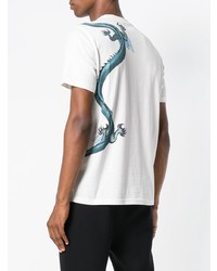 T-shirt à col rond imprimé blanc et bleu Givenchy