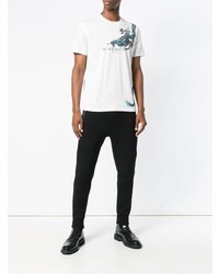 T-shirt à col rond imprimé blanc et bleu Givenchy