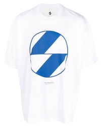 T-shirt à col rond imprimé blanc et bleu The Salvages