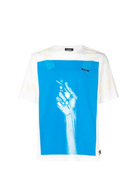 T-shirt à col rond imprimé blanc et bleu U.P.W.W.